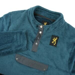 Browning Fleece Pullover Mens 3XL Teal Blue 1/4 Snap Sherpa Hunting Outdoor Soft
